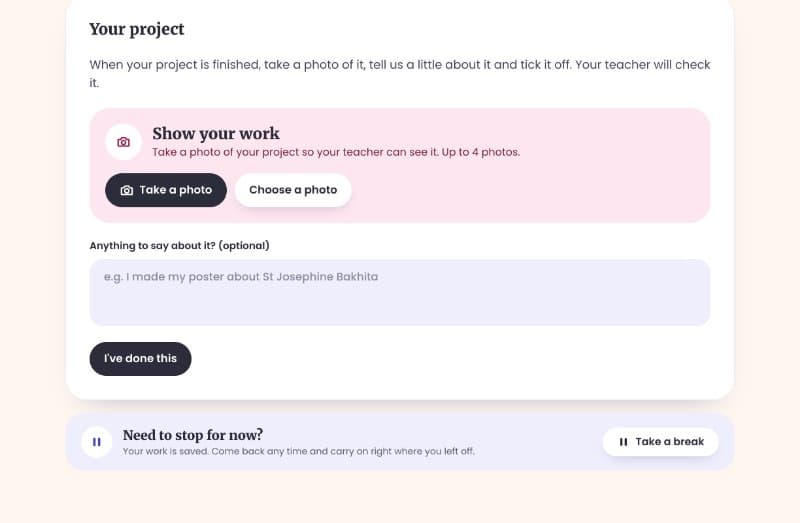 A project task with Show your work