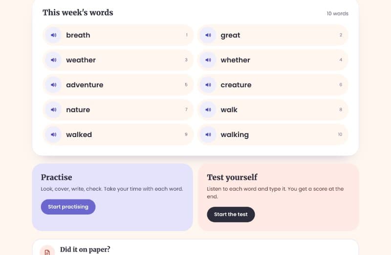 This week's words, each with a speaker