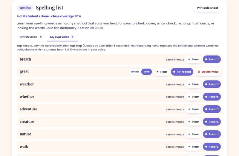 My own voice: record, re-record, and switch between the two