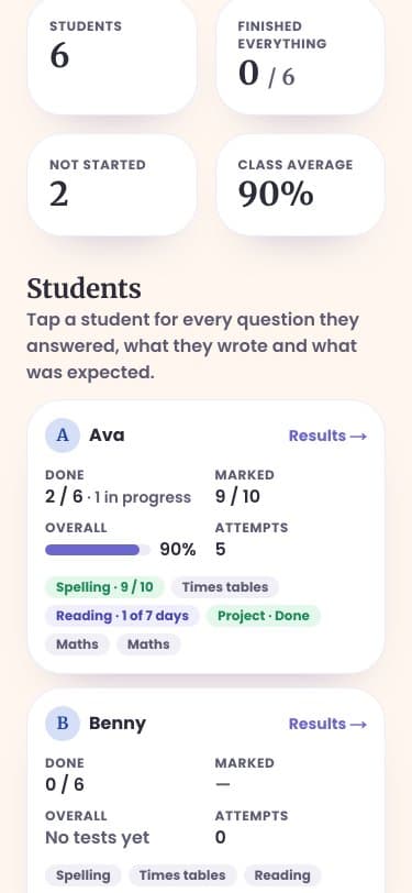 A homework week on a phone